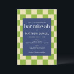 Modern Blue and Green Chequerboard Bar Mitzvah Invitation<br><div class="desc">Modern Blue and Green Chequerboard Bar Mitzvah Invitation</div>