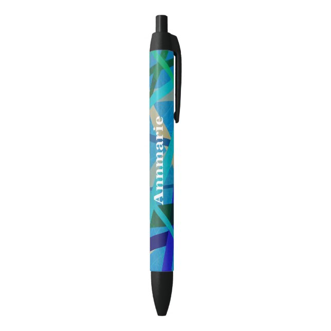Modern Blue and Green Lines Abstract Black Ink Pen (Bottom (Vertical))