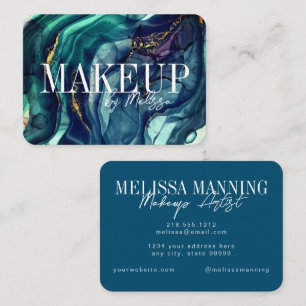Modern Blue and Green Watercolor Business Card