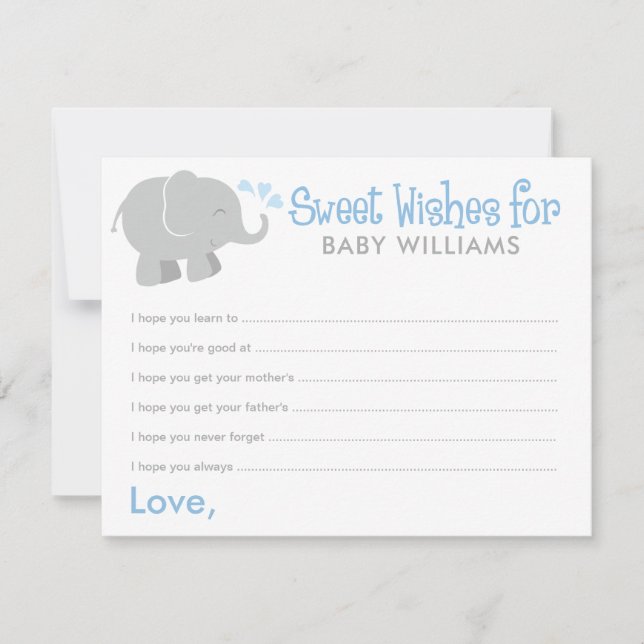 Modern Blue and Grey Elephant Boy Baby Shower (Front)
