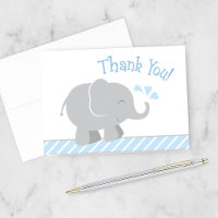 Modern Blue and Grey Elephant Boy Baby Shower