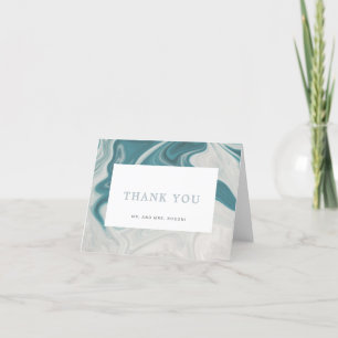 Modern Blue and Grey Marble Thank You Card