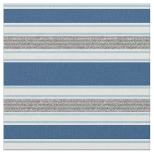 Modern Blue And Grey Stripes Pattern Fabric