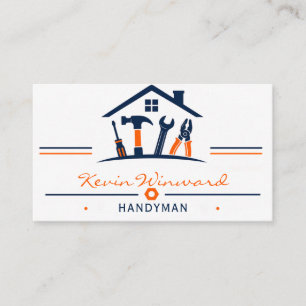 Modern Blue and Orange Handyman Card