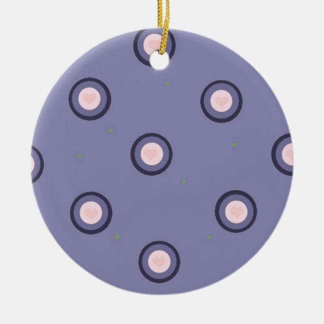 Modern Blue and Pink Circle Design Ceramic Tree Decoration (Front)