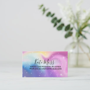 Modern Blue and Pink  Holographic Business Card