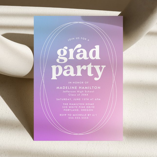 Modern Blue and Purple Gradient Graduation Party Invitation (Creator Uploaded)
