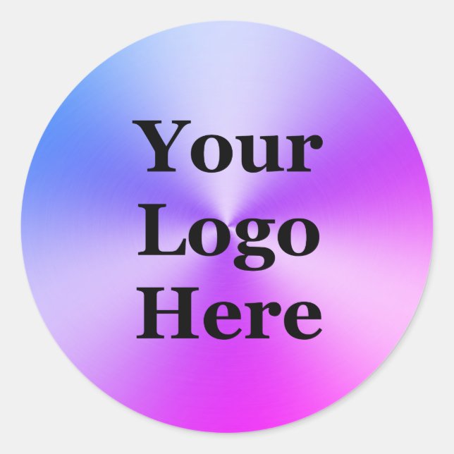 Modern Blue and Purple Gradient Your Logo Here Classic Round Sticker (Front)