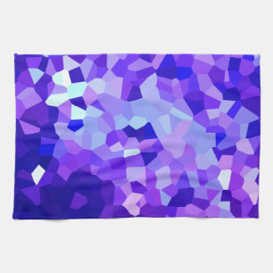 Modern Blue and Purple Stained Glass Ocean Mosaic Tea Towel