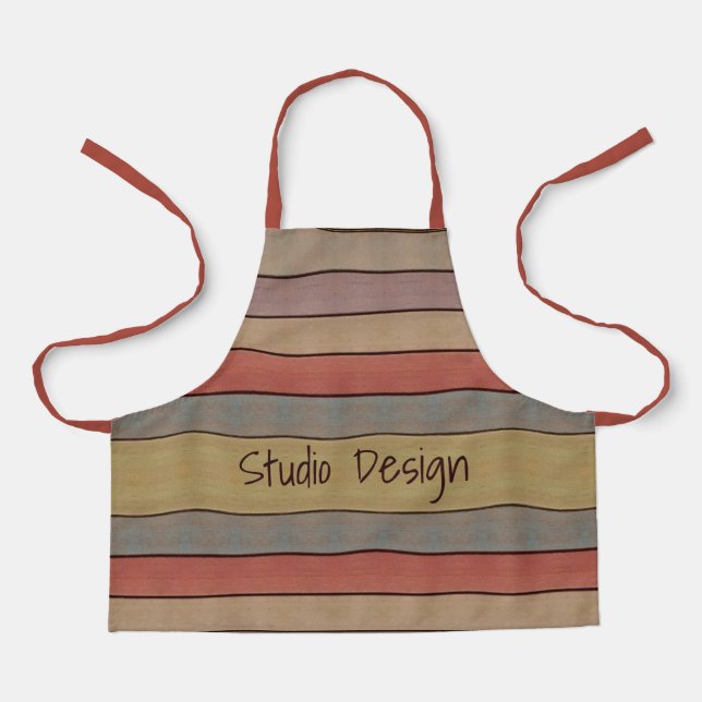 Modern Blue And Rusty Brown Apron (Front)