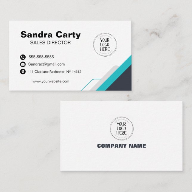 Modern Blue and white Business card (Front/Back)