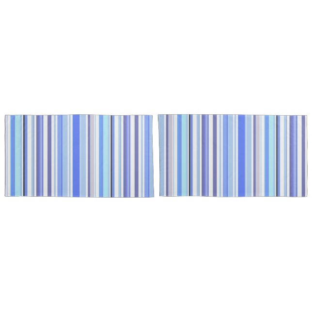 Modern Blue and White Coastal Stripes Pillowcase (Back-Set)