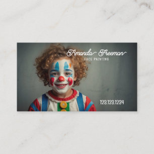 Modern Blue and White Cute Kid Face Painter Business Card