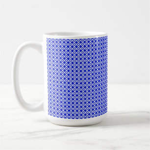 Modern Blue and White Geometric Diamond Pattern Coffee Mug