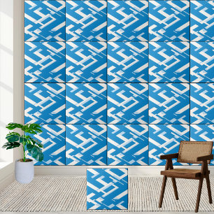 Modern Blue and White Greek Pattern Design  Ceramic Tile
