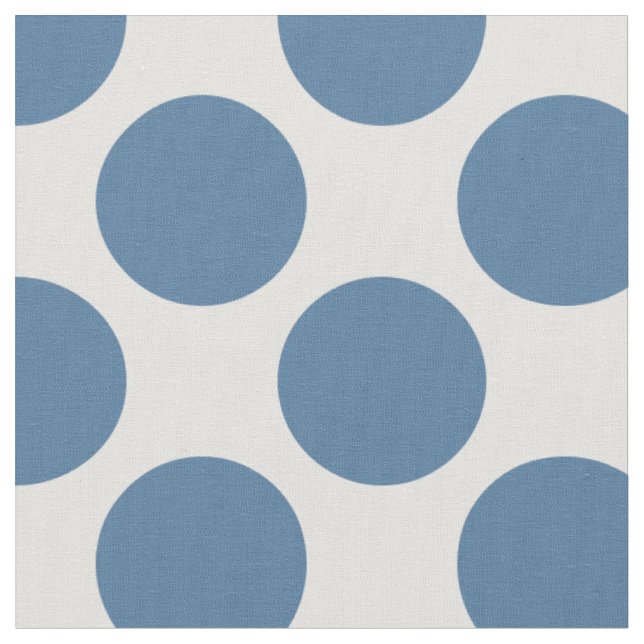 Modern Blue and White Large Polka Dots Fabric (Close Up)