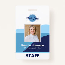 Modern Blue and White Logo Employee Name
