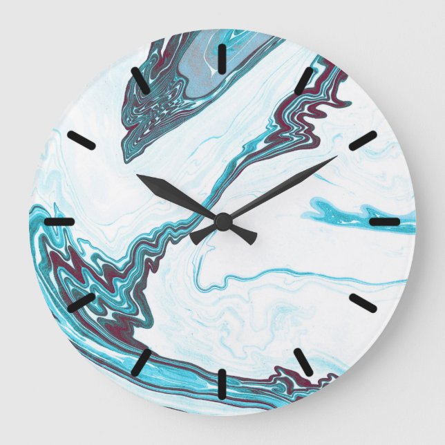 Modern blue and white marble stone large clock (Front)