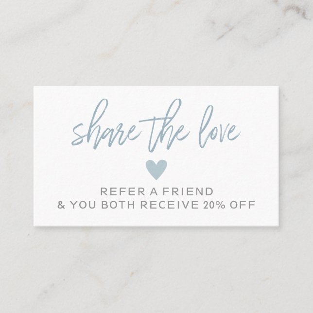 Modern Blue and White Refer A Friend Card (Front)
