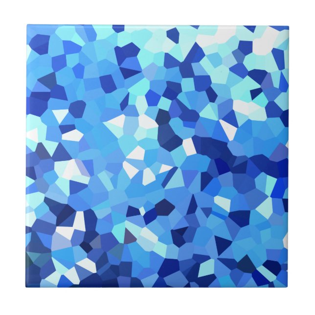 Modern Blue and White Stained Glass Ocean Mosaic Ceramic Tile (Front)