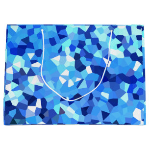 Modern Blue and White Stained Glass Ocean Mosaic Large Gift Bag