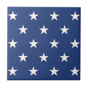 Modern Blue and White Star Pattern Ceramic Tile