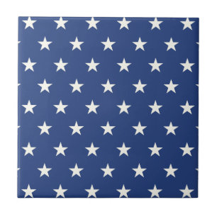 Modern Blue and White Star Pattern Tile