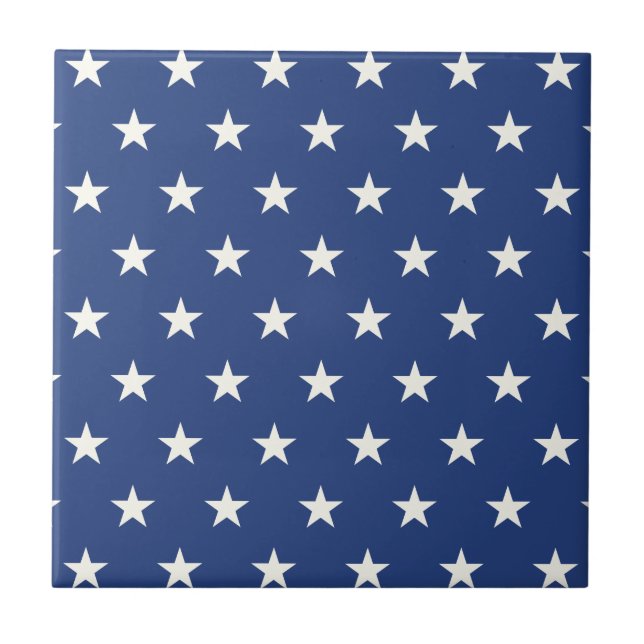 Modern Blue and White Star Pattern Tile (Front)