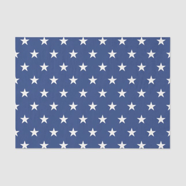 Modern Blue and White Star Pattern Tissue Paper (Front)