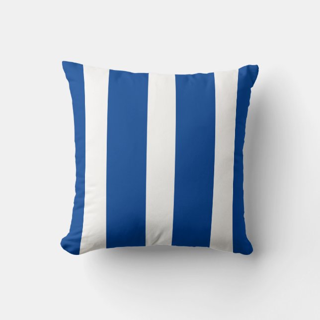 Modern Blue and White Stripes Cushion (Front)