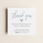Modern Blue and White Thank You Square Business Card<br><div class="desc">Thank your customers for their order with these personalised business cards. Perfect for packaging with orders! An optional coupon code for future orders can be used on the back.</div>