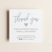 Modern Blue and White Thank You Square Business Card