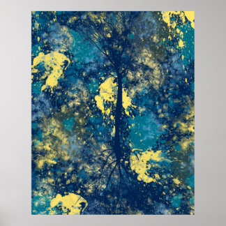 Modern Blue and Yellow Abstract Poster
