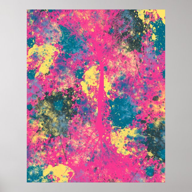 Modern Blue and Yellow Abstract Poster (Front)