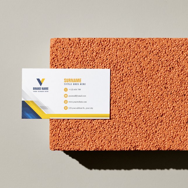 Modern Blue and Yellow  Business Card (Creator Uploaded)