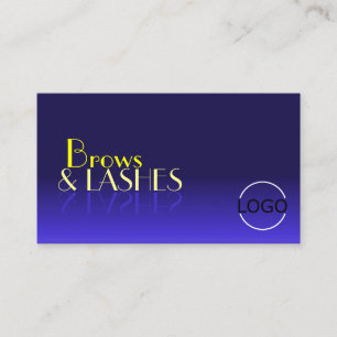 Modern Blue and Yellow Chic Mirror Font with Logo Business Card