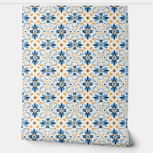 Modern Blue and yellow Watercolor Abstract Wallpaper