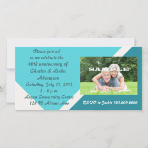 Modern Blue Anniversary Celebration Photo Card