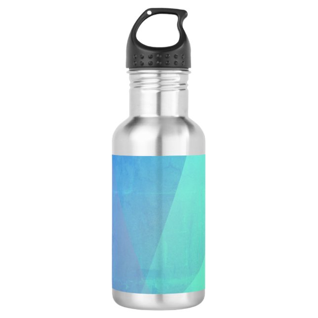 Modern Blue Aqua &Turquoise Geometric Gradation 710 Ml Water Bottle (Front)
