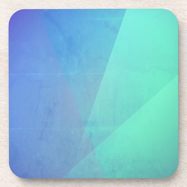 Modern Blue Aqua &Turquoise Geometric Gradation Coaster (Front)