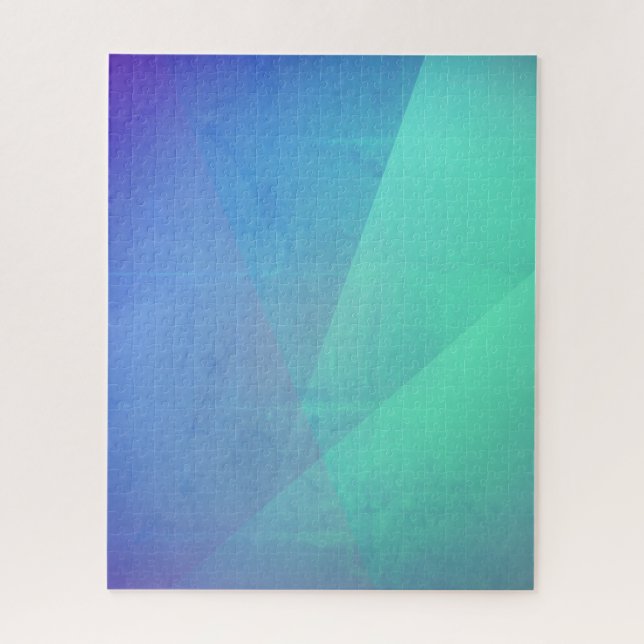 Modern Blue Aqua &Turquoise Geometric Gradation Jigsaw Puzzle (Vertical)