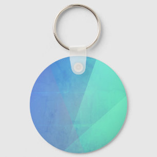 Modern Blue Aqua &Turquoise Geometric Gradation Key Ring
