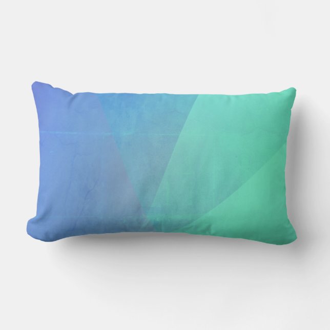 Modern Blue Aqua &Turquoise Geometric Gradation Lumbar Cushion (Front)