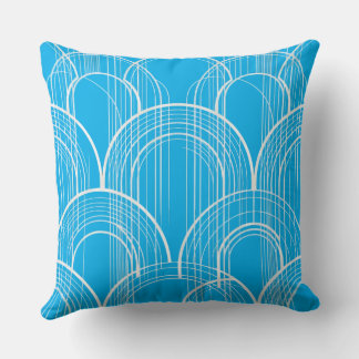 Modern Blue Arch Pattern Throw Pillow, Minimalist  Cushion