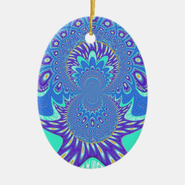 Modern Blue art Ceramic Tree Decoration (Front)