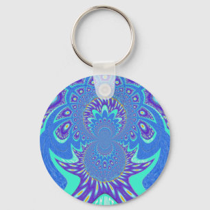 Modern Blue art Key Ring