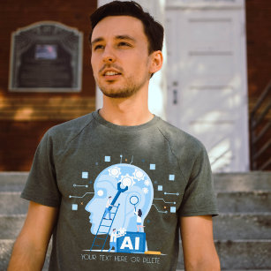 Modern blue Artificial Intelligence  illustration  T-Shirt
