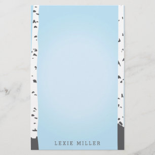 Modern Blue Aspen Trees Stationery