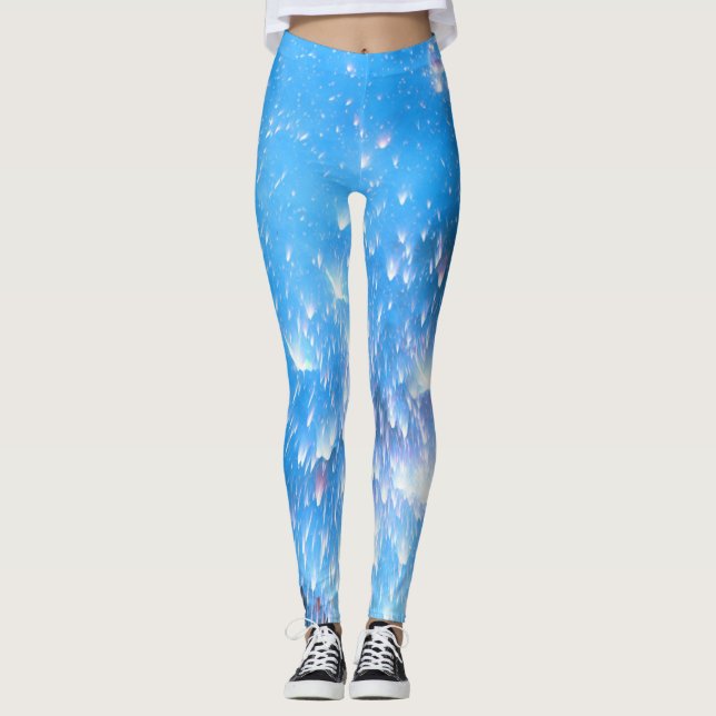 Modern Blue Athletic Workout Leggings (Front)