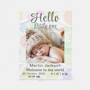 Modern Blue Baby Boy Photo Birth Announcement Fleece Blanket